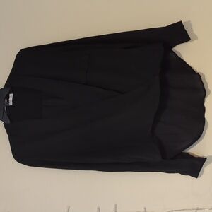 Everly Black Sheer V-Neck Blouse, Size M
